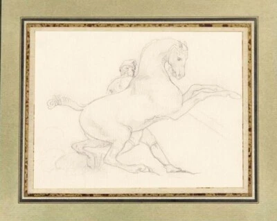 Caballos de dibujo vintage Théodore Gericault hombre académico ecuestre francés Foto 1 de 4