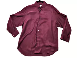 Brioni Dark Cherry Red/Burgundy/Wine Red Button Down L Shirt Handmade Italy $875 - Picture 1 of 12