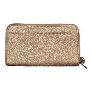 Adrienne Vittadini Women's Pebbled Gold Zip Around Clutch 12 Slot Wallet - Picture 1 of 9