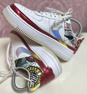 Ladies NIKE AIR FORCE 1 Jester White/Red Leather Trainers Size UK 5 EU 38.5 Used - Picture 1 of 5