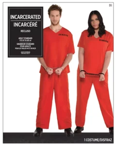 Incarcerated Inmate Prisoner Halloween Costume Adult Standard One Size Orange - Picture 1 of 12
