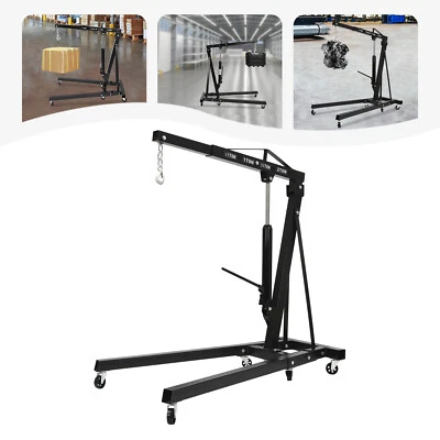 2 Ton  Folding Engine Motor Hoist Cherry Picker Shop Crane Lift Black Durable Foto 1 de 4