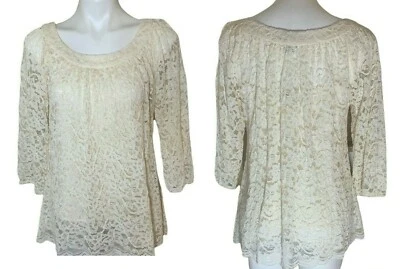 Diane Von Furstenberg DF Sz 0 Elisabetta Lace Top blouse Ivory Cream women's USA - Image 1 of 4