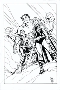 DEFENSORES HULK, NAMOR, VALQUIRIA! PÁGINA DE ARTE ORIGINAL CHRIS MARRINAN - Imagen 1 de 1