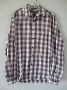 Men's Size L Long Sleeve 100% Cotton Plaid Button-Front Shirt w/ Pocket - Picture 1 of 12