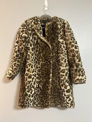 Mujer Anna Taylor Marrón Negro Leopardo Imitación Piel Abotonada Chaqueta Abrigo Talla XS Foto 1 de 4