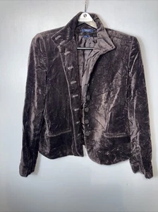 Veste blazer velours CHAPS victorienne steampunk femme taille 12 coton marron péplum - Photo 1/4