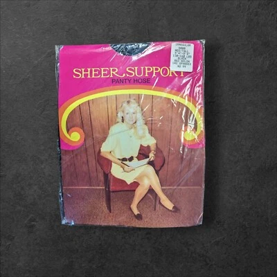 复古 20 世纪 70 年代 SHEER 支持黑色内裤软管尺寸 M 130-160 磅全新无标签  — 第 1/4 张图片