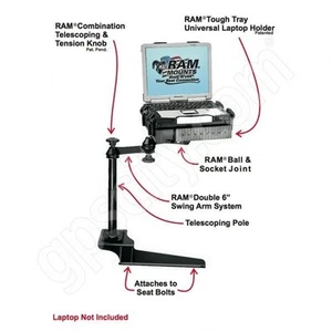 RAM-VB-185-SW1 No-Drill Laptop Mount for the Ford F-250, F-350, F-450, F-550+ - Picture 1 of 7