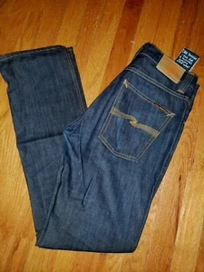 Nudie Jeans Mens Slim Jim Dry Broken Twill Dark Jeans Size W32 L34 - Foto 1 di 10
