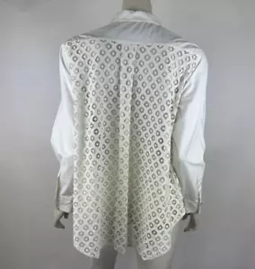Cinq À Sept Castor Spitzenbluse hinten Damen XS EUC Langarm Tasche Baumwolle Shirt - Bild 1 von 17
