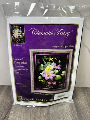 Kit de punto de cruz vintage flor "Clematis Fairy" Kustom Krafts nuevo #99937 Foto 1 de 4