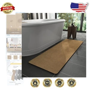 Contemporary Quick Dry Bath Mat - 17"x59" Non-Slip Faux Suede Rug for Bathrooms - Picture 1 of 9