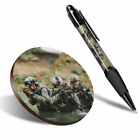 1 x Round Coaster & 1 Pen - Army Infantry SAS Soldiers Gamer #15766