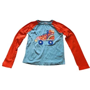 Mini Boden Girls Applique Roller Skate Top T-Shirt 9-10 Long Sleeve - Picture 1 of 12