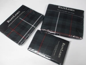 New Vintage Ralph Lauren BRADLEY Green Multi Plaid Sheet Set - Full - Picture 1 of 13