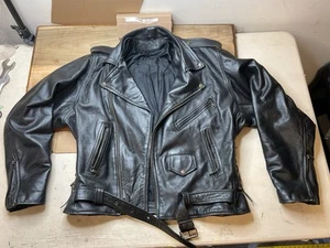 Vintage 1980s? Harley Davidson? Leather Motorcycle Jacket NO LABELS SHELF6 - Picture 1 of 19