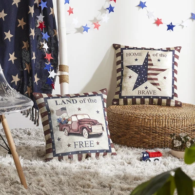 Juego de 2 fundas de almohada Free and Brave marcas VHC de 16Lx16W Foto 1 de 4