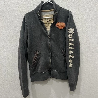 Chaqueta Hollister Y2K Para Hombre Grande Bordada Deletrear Cremallera Completa Surfer Retro Años 90 Foto 1 de 4