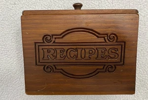 vintage wooden recipe box With Lid Kitchen B15 - Picture 1 of 10