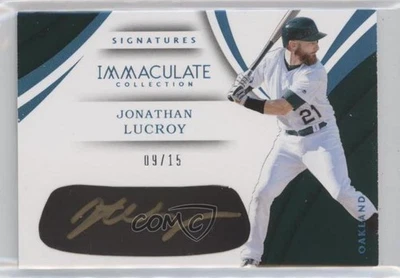 2018 Panini Immaculate Carbon Signatures Blue /15 Jonathan Lucroy #CS-JL Auto - Image 1 of 2