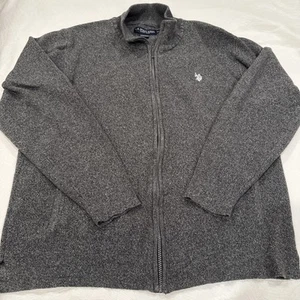 Solid Gray Knit Zippered Cardigan Turtleneck Sweater - XL  Mens U.S. Polo Assn - Picture 1 of 12