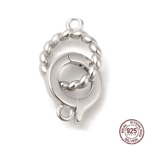 925 Sterling Silver Fold Over Clasps Twist Ring:10x8x1.5mm Hole:1mm. 2 pcs - Picture 1 of 4