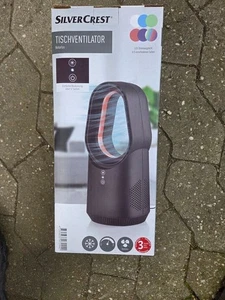 Silvercrest Rotorloser Tischventilator Mini-Ventilator LED schwarz Neu - Bild 1 von 2