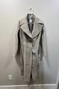 Cinzia Rocca Women Beige Alpaca Blend One Button Long Coat Jacket Coat Sz 6 - Picture 1 of 8