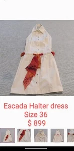 Escada Couture Stylish White Halter Dress - Picture 1 of 2