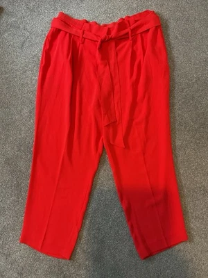 BODEN Melina Paperbag Trousers Size UK 20R New Poppy Red  Tapered Ankle Crepe - Image 1 of 4