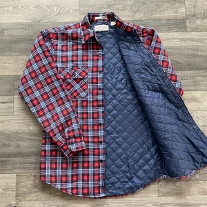 VTG Northway Trading Co Quilted Lined Flannel Jacket Men’s MEDIUM TALL Red Blue - Picture 1 of 10