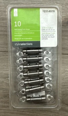 Style Selections 10 Ct. Satin Nickel Self-Closing Flush Hinges 0314978 2.75x1.86 - Image 1 of 4