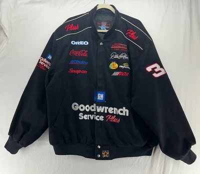 Chaqueta negra vintage JH Design Dale Earnhardt bordada abotonada carreras XXL Foto 1 de 4