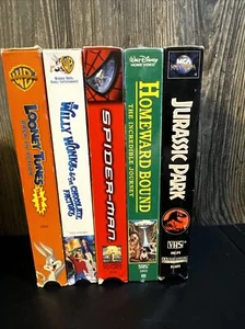 Vintage VHS LOT includes 6 tapes Jurassic Park Homeward Bound, Spider-Man… - Picture 1 of 6