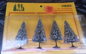 Heki 4 mini snow covered Fir Trees West Germany mini RR village landscaping - Picture 1 of 3