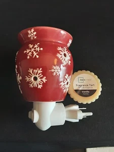 Scentsy Oil Or Wax Warmer Red With White Snowflakes With Wax Tart - Bild 1 von 6