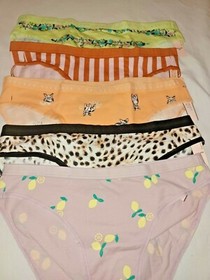 VICTORIA SECRET Sz S Cotton 5-pack Panty Lot Hipster Bikini Dog Floral Women's
