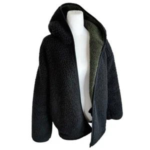 EXPRESS Herren dicke weiche schwarze offene Sherpa Kapuze Jacke grün Fleecefutter XS/S - Bild 1 von 8
