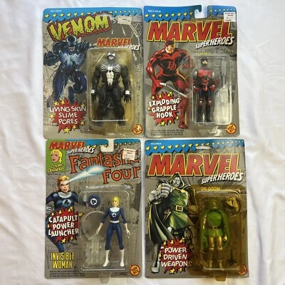 Toy Biz Marvel 4 Фигурки Лот товаров Супергерой Невидимый W, Веном, Доктор Дум, Сорвиголова - Изображение 1 из 4