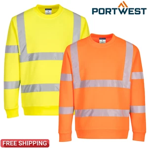 Portwest Hi Vis Sweatshirt Langarm Warnschutz Rundhals WorkWear Pullover - Bild 1 von 6
