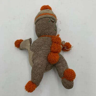 Plush Vintage Sock Monkey Needs Repair Orange Brown See Photos - Image 1 of 3