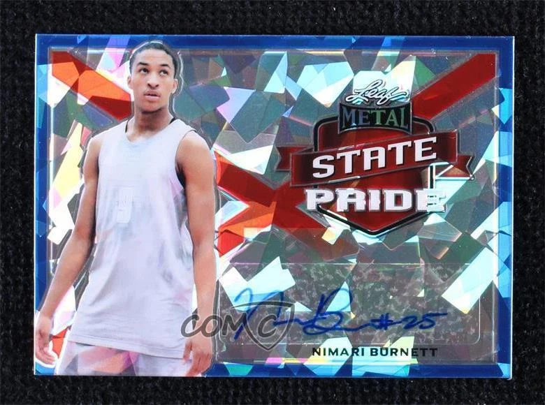2021-22 Leaf Metal State Pride Auto Blue Crystals 4/25 Nimari Burnett #SP-NB2