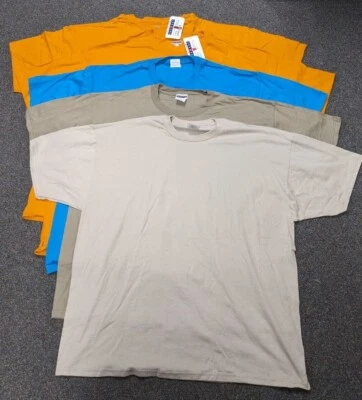 NWT NEW PACK of 3 or PACK of 5 -SS T-SHIRT ORANGE TAN BLUE GRAY GREY 2XL XXL 2X - Image 1 of 4