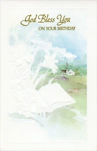 Religious Vintage BIRTHDAY Card, God Bless You Church by American Greeting +✉ - Picture 1 of 6