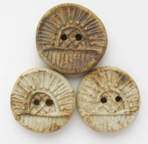 Vintage Ceramic Buttons Sun Sunrise Sunset Rustic Boho Hippy Crunchy Granola - Picture 1 of 8