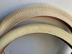 Bicycle Tire 24" X 2.125 CREAM Brick Pattern Cruiser Lowrider BMX Bikes - Picture 1 of 3