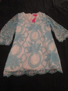 women's Lilly Pulitzer blue/white dress lace - size 10 - new with tags - Picture 1 of 3