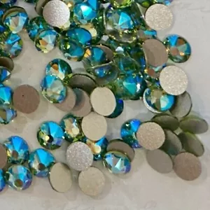 PERIDOT SHIMMER Green 7ss 2mm 2058 IHC European Crystal 2058 Flatback Rhinestone - Picture 1 of 7