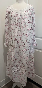 Eileen West XS Long Nightgown 100% Cotton Floral Cottage Core Grandma New w Tags - Picture 1 of 8